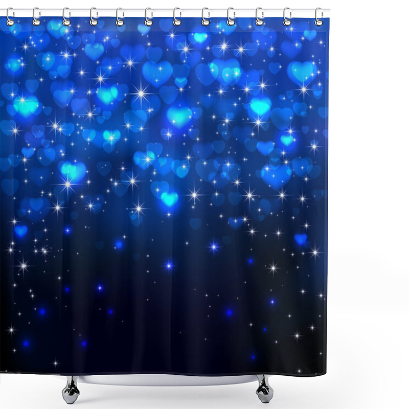 Personality  Blue Hearts On Dark Background Shower Curtains