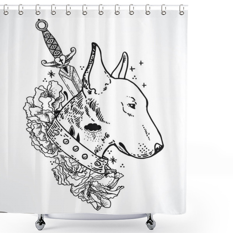 Personality  Head Of Bullterrier Mascot Shower Curtains