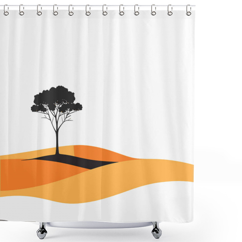 Personality   Single Tree In A Vast Desert Minimal Vector Shower Curtains