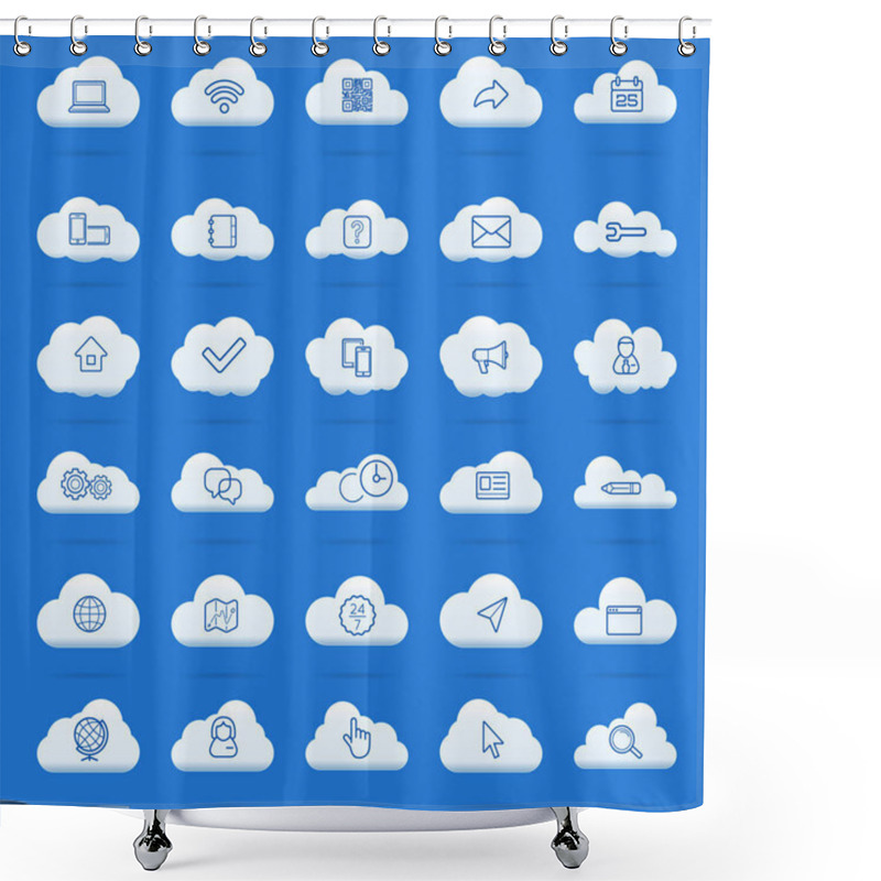 Personality  Cloud Computing Linear Icons Set Shower Curtains