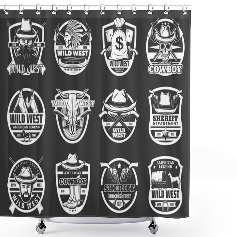 Personality  Western Symbols, Cowboy And Sheriff. Wild West Shower Curtains