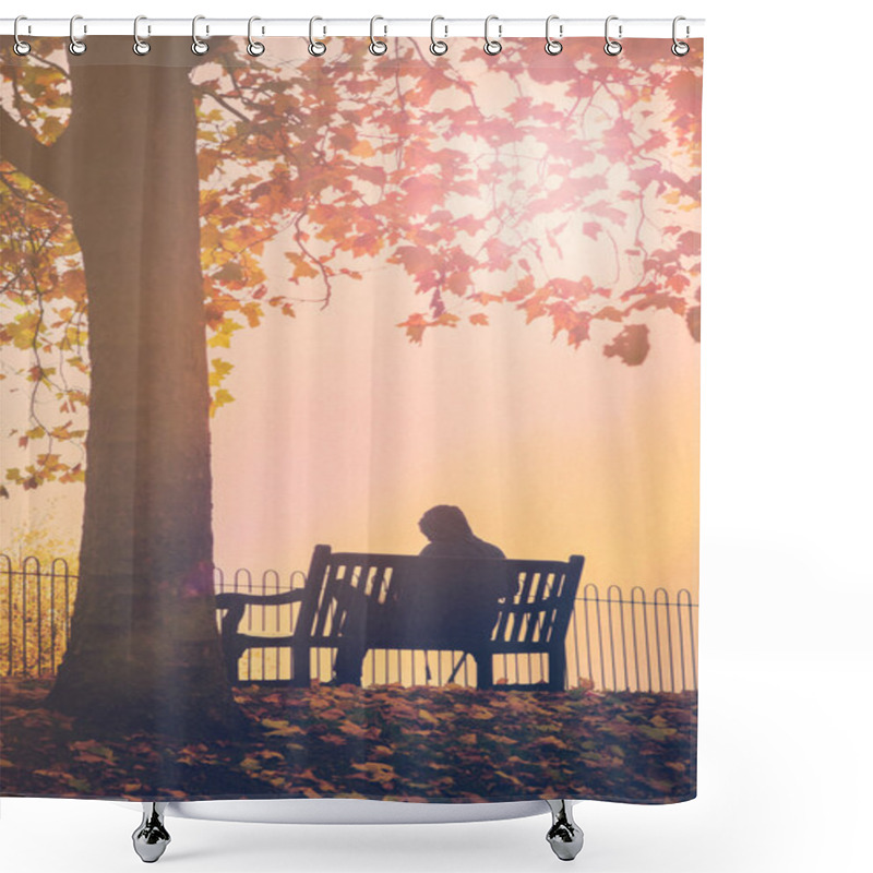 Personality  Man Sitting Alone On The Bench Shower Curtains