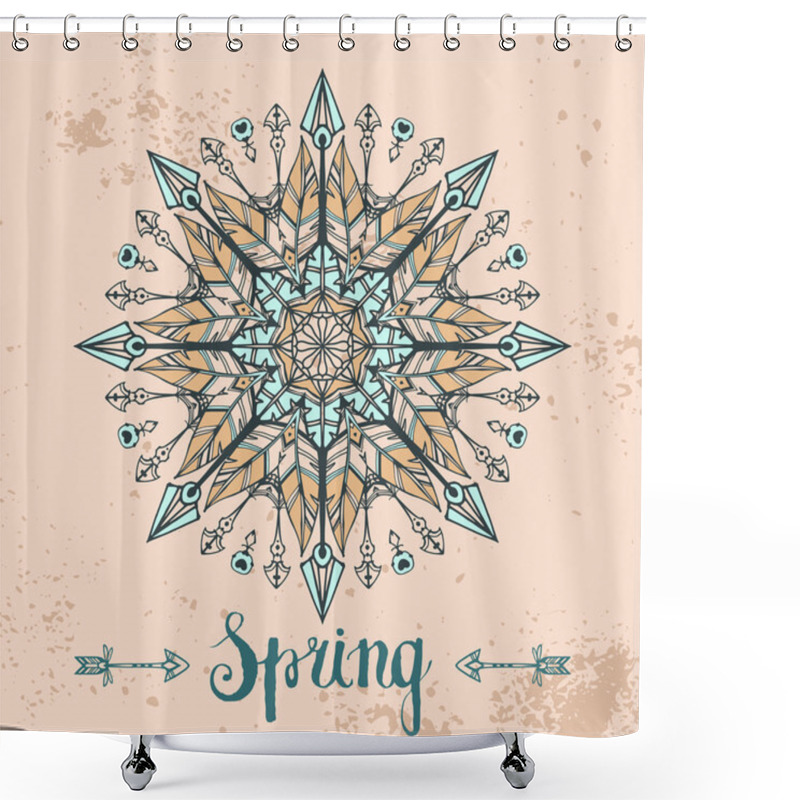 Personality  Round Pattern, Vector Ornament In A Retro Boho (bohemian) Style Shower Curtains