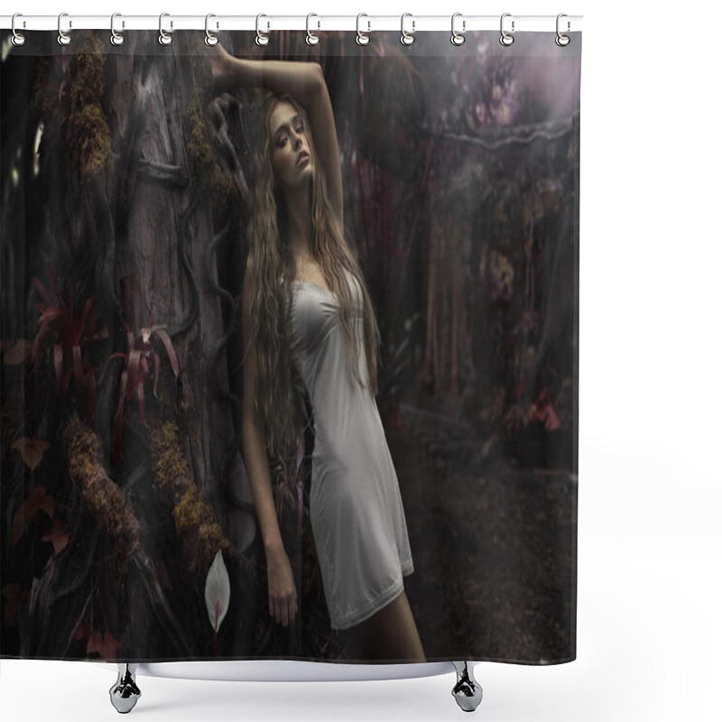 Personality  Portrait Of Young Blonde Woman In Fairyland Shower Curtains