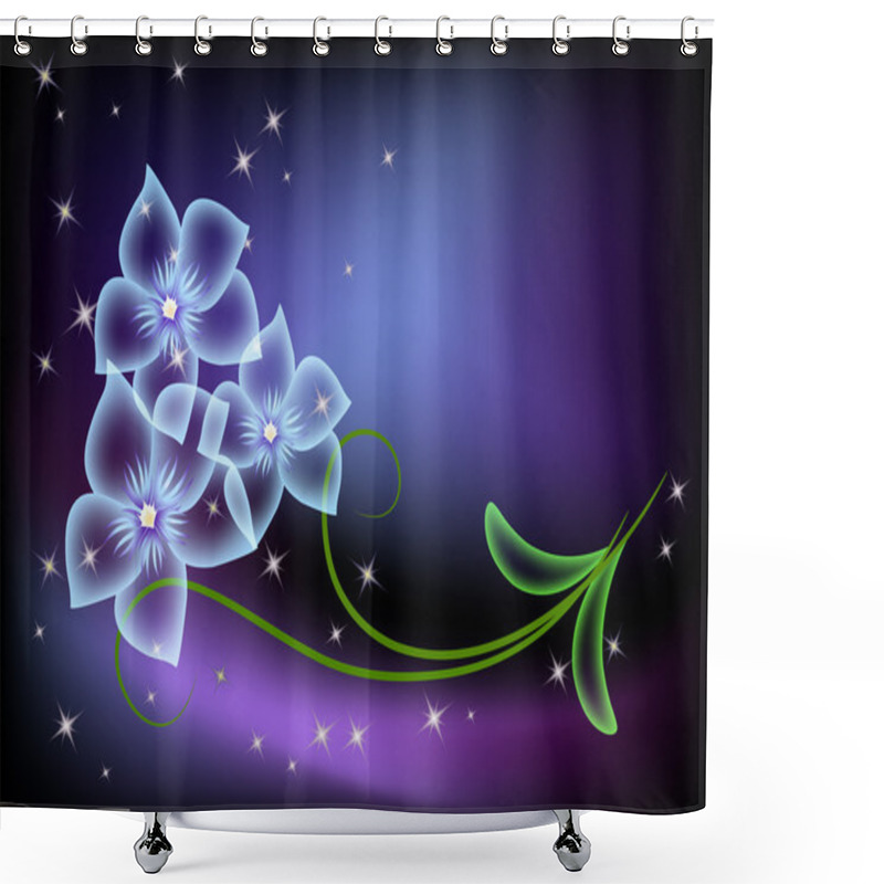 Personality  Transparent Flowers And Stars Shower Curtains