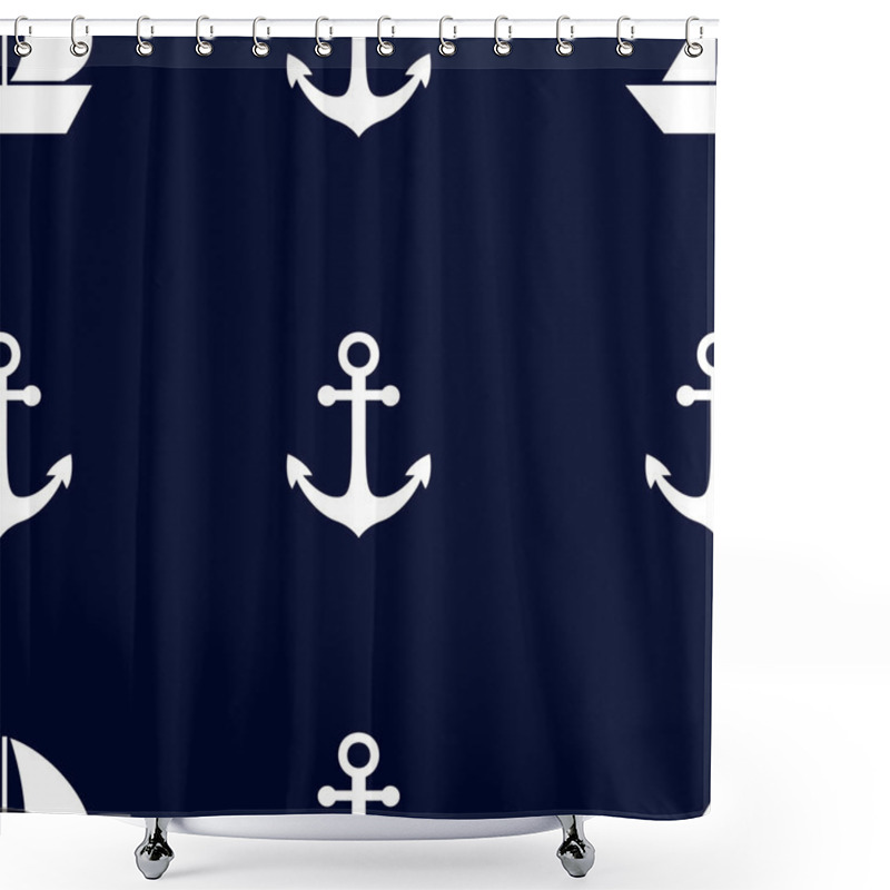 Personality  Marine And Nautical Backgrouns. Sea Theme. Cute Seamless Patterns Design. Vector Illustration. Shower Curtains