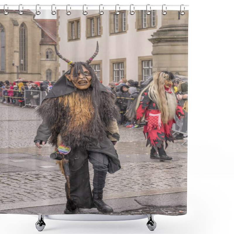 Personality  Black Devil Mask At Carnival Parade, Stuttgart Shower Curtains