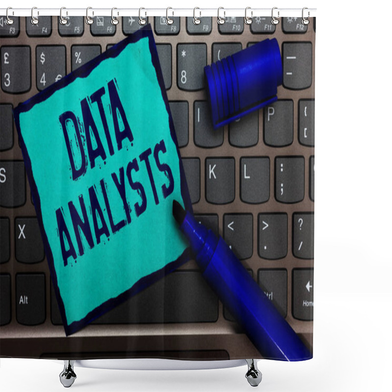 Personality  Word Writing Text Data Analysts. Business Concept For Programmer Design And Create Report Identifies Patterns Turquoise Paper Keyboard Inspiration Communicate Idea Messages Blue Markers. Shower Curtains