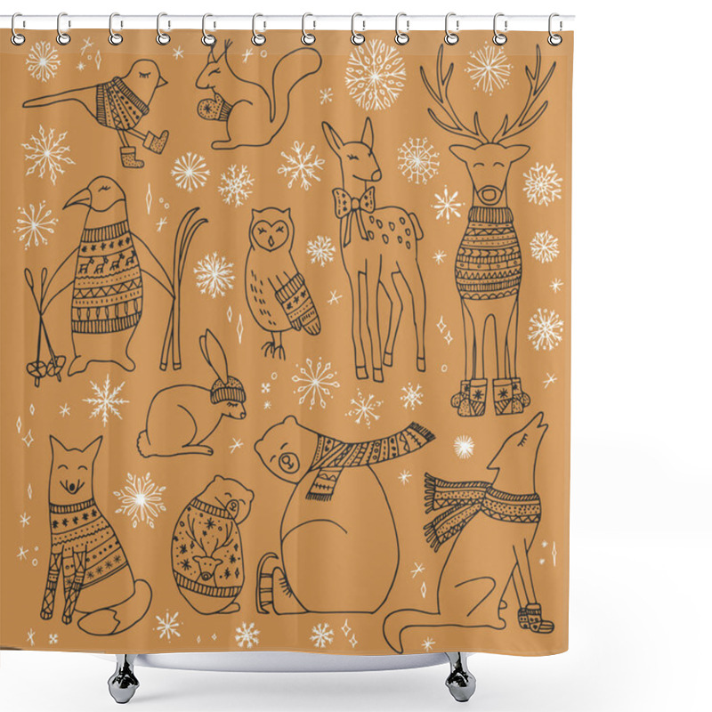 Personality  Christmas Animals Set. Shower Curtains