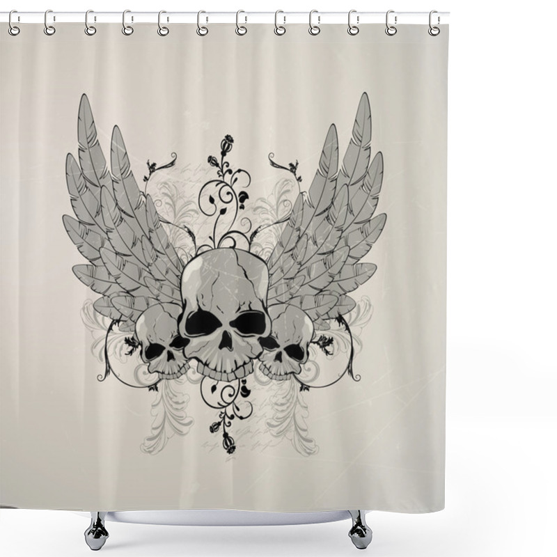 Personality  Skull With Wings Shower Curtains