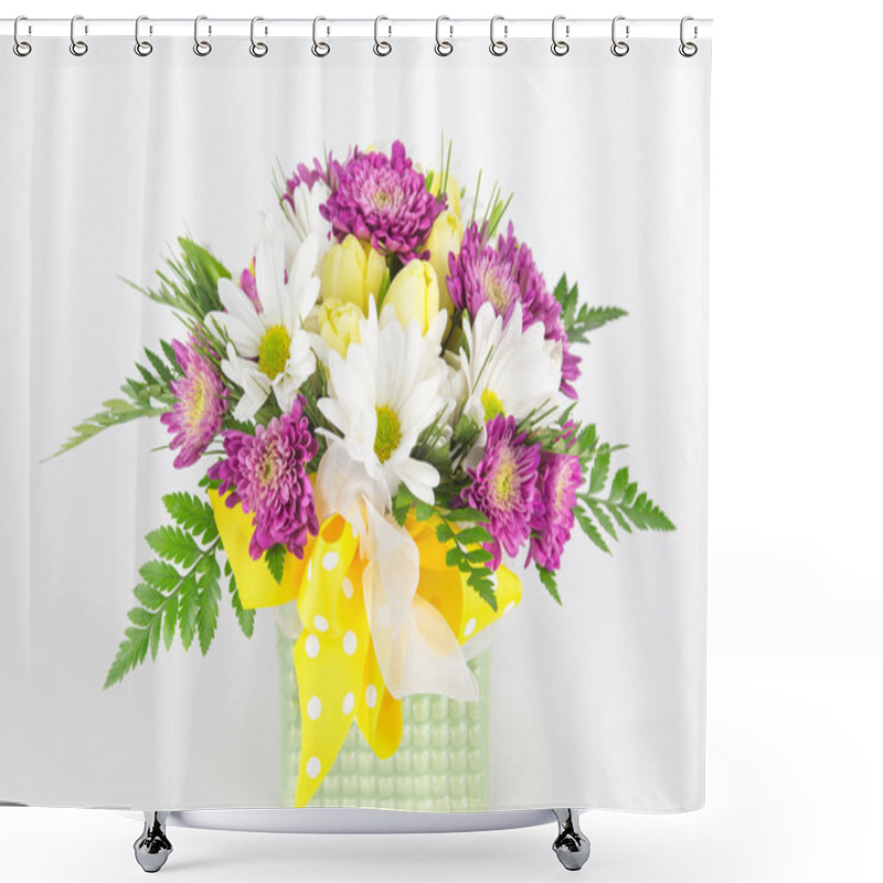 Personality  Spring Flower Arrangement In Vase Shower Curtains