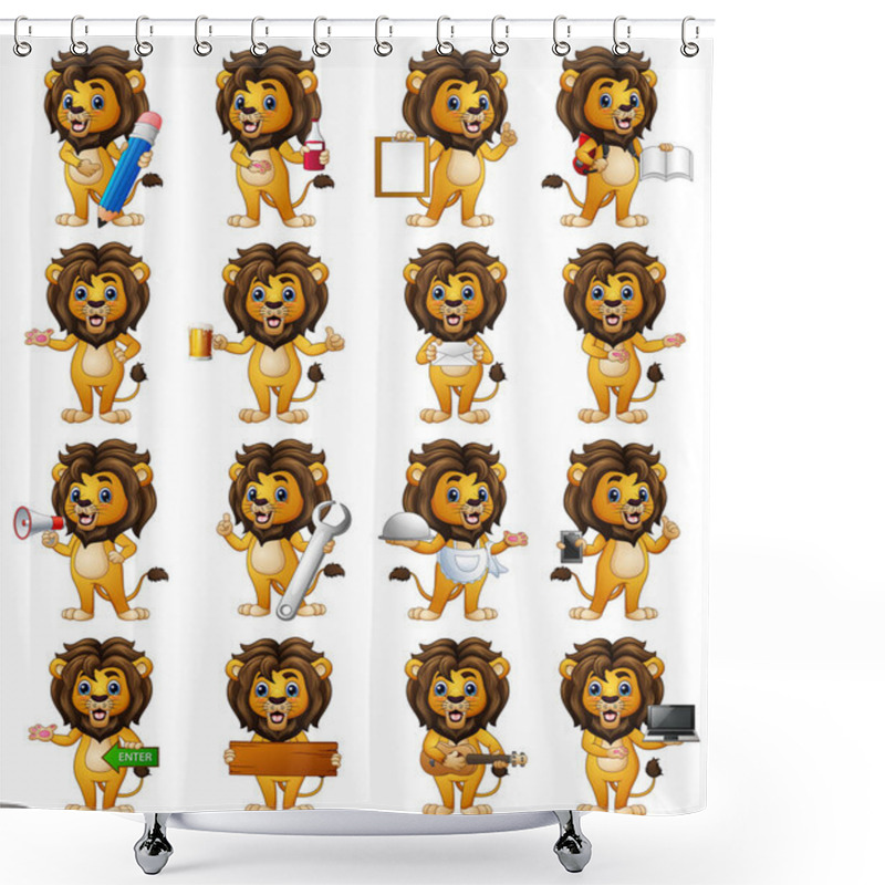 Personality  Set Of Lion Cartoon Character Shower Curtains