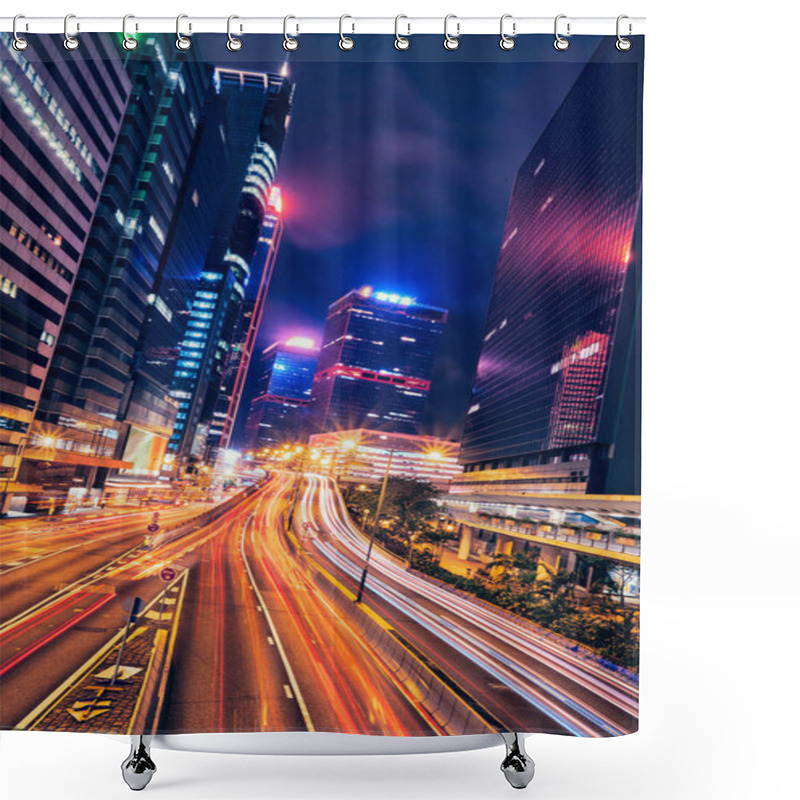 Personality  Street Traffic In Hong Kong At Night Shower Curtains