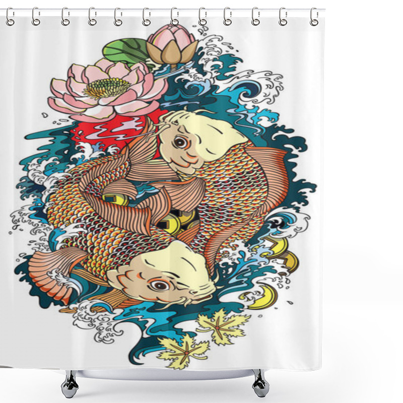 Personality  Two Koi Fishes Tattoo Shower Curtains