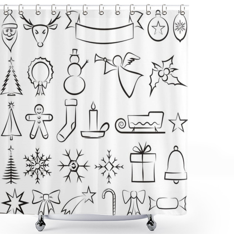 Personality  Christmas Icons And Symbols - Vector Set Shower Curtains