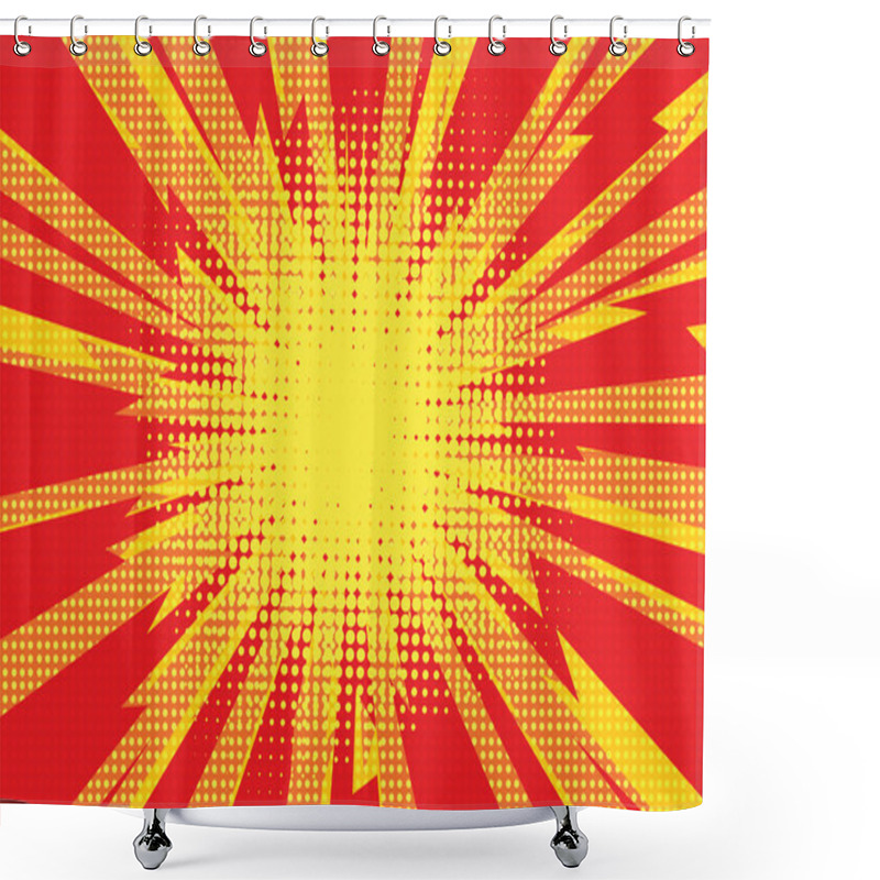 Personality  Red Yellow Pop Art Retro Background Cartoon Lightning Blast Radi Shower Curtains