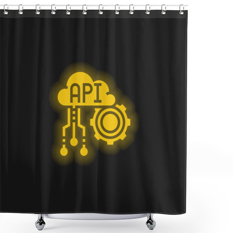 Personality  Api Yellow Glowing Neon Icon Shower Curtains