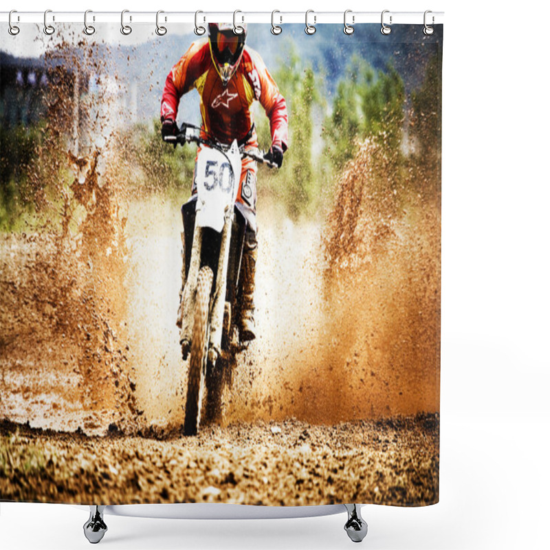 Personality  Motocross Racing Shower Curtains