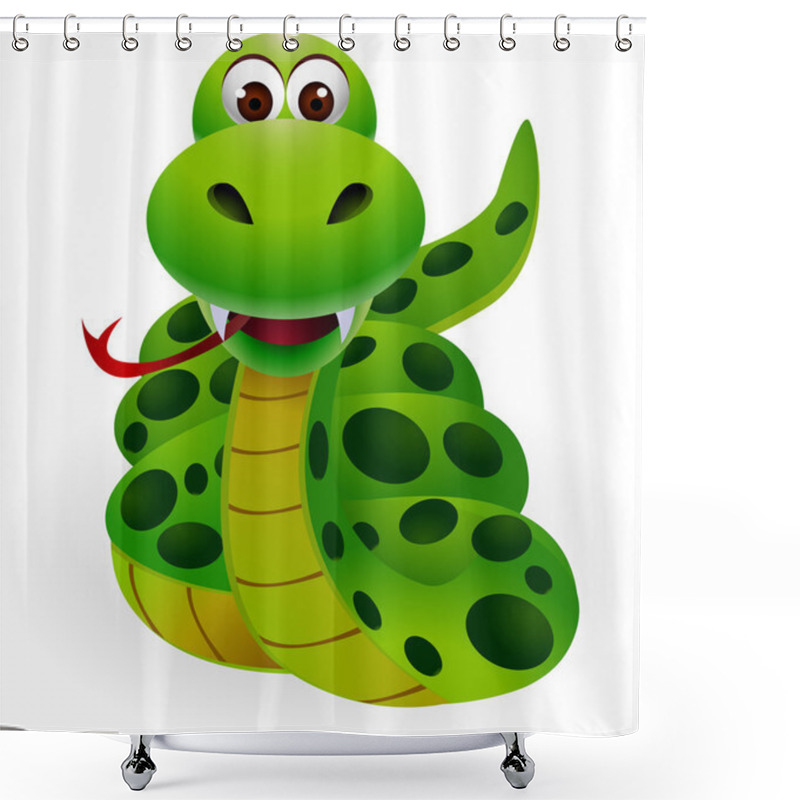 Personality  Cute green snake cartoon shower curtains