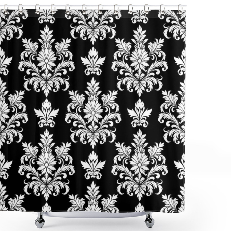 Personality  Classic Damask Pattern On Black Background For Graphic Design, Interior Design,fabric Printing Shower Curtains