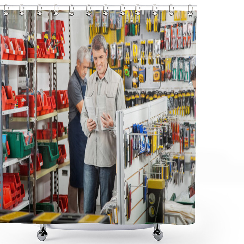 Personality  Customer Choosing Soldering Iron In Store Shower Curtains