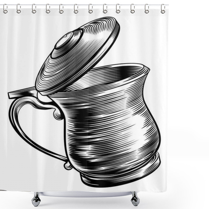 Personality  Woodcut Beer Stein Tankard  Shower Curtains