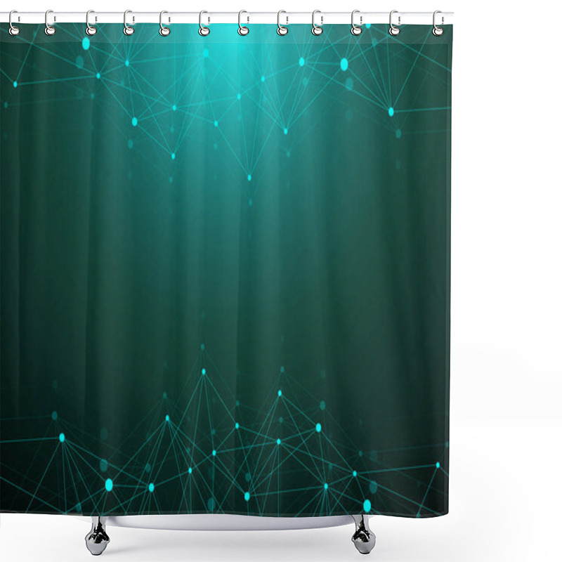 Personality  Geometric Graphic Background Molecule And Communication. Big Data Complex With Compounds. Lines Plexus, Minimal Array. Digital Data Visualization. Scientific Cybernetic Illustration. Shower Curtains