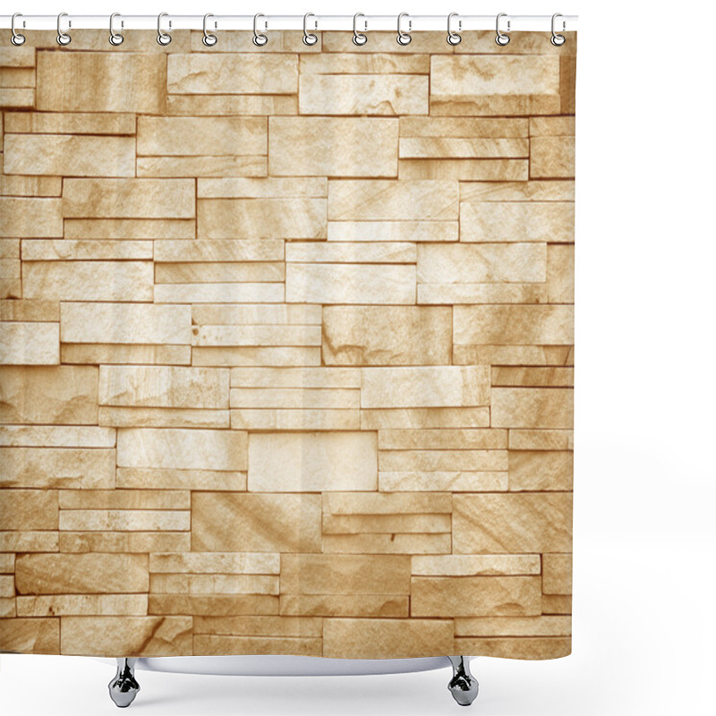 Personality  Stone Wall Made With Blocks Shower Curtains