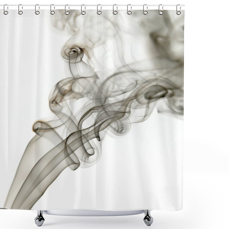 Personality  Dark Smoke From A Cigarrette In White Background Shower Curtains