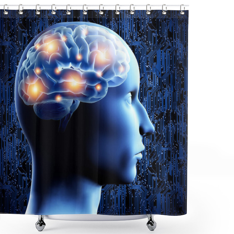 Personality  Brain - 3D Illustration. Shower Curtains