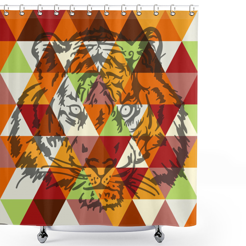 Personality  Tiger Face Poster Art Shower Curtains