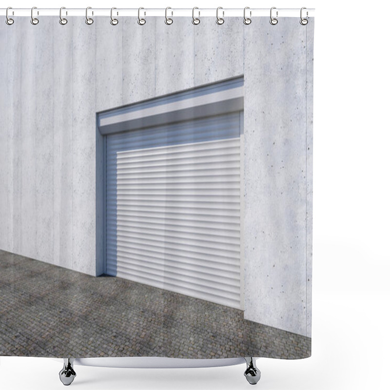 Personality  Closed Shutter Door Or Roller Door On Gate Building, 3d Rendering Shower Curtains