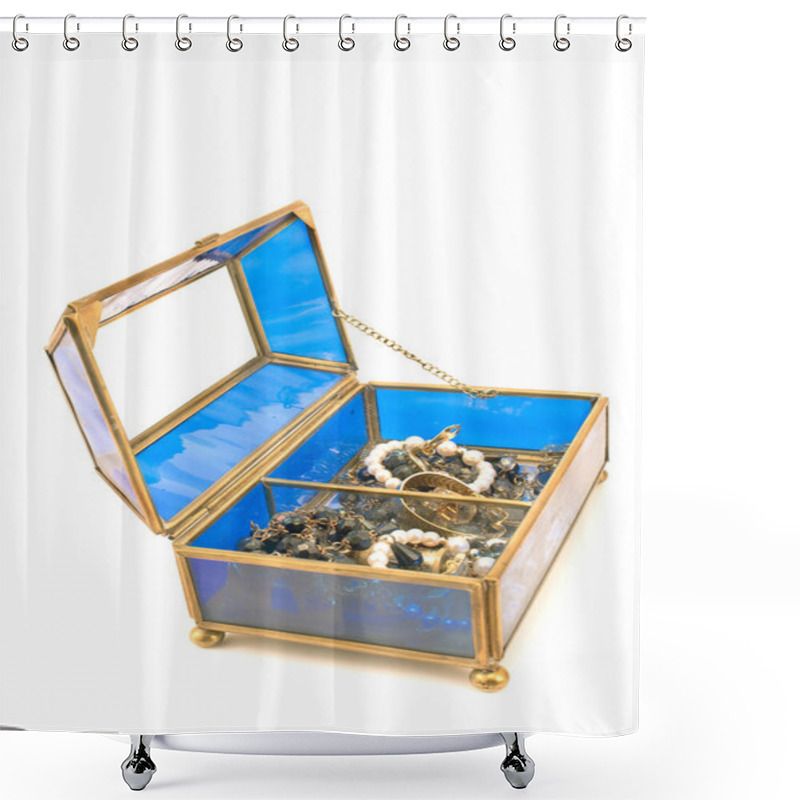 Personality  Blue Glass Jewelry Box Shower Curtains