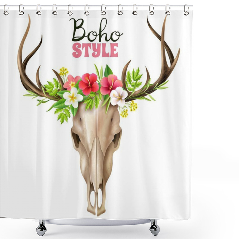 Personality  Boho Skull Illustration Shower Curtains