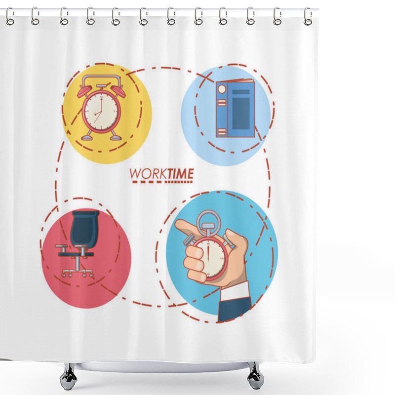 Personality  Work Time Set Icons Shower Curtains