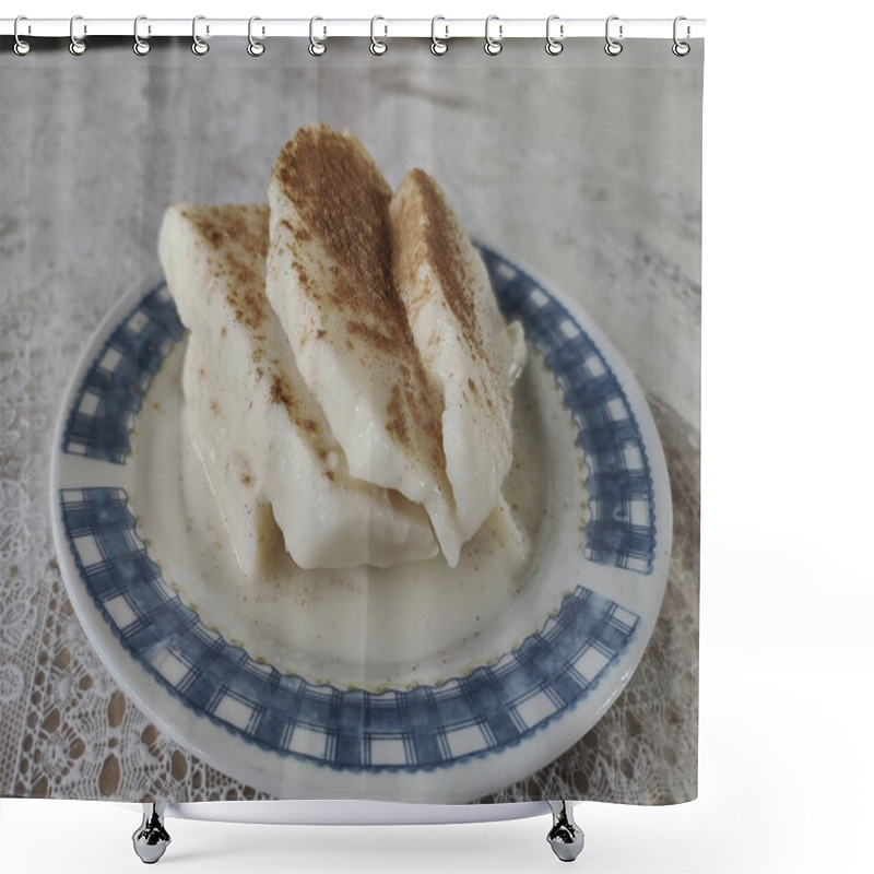 Personality  Frozen Cheese, Typical Vanilla And Cinnamon Dessert From The City Of Arequipa, Peru. Shower Curtains