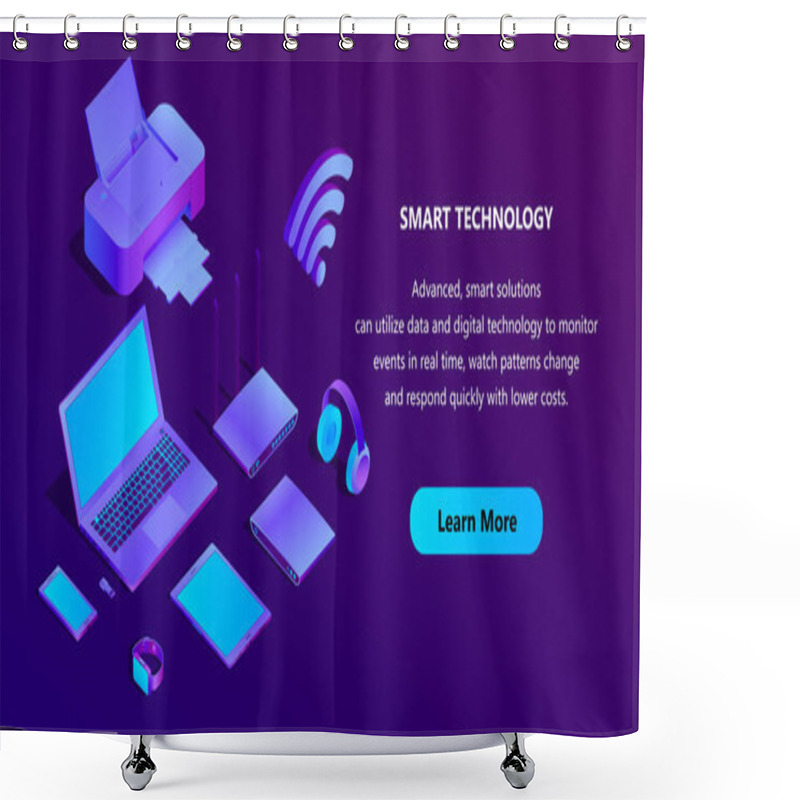 Personality  Vector 3d Isometric Ultraviolet Web Page Template Shower Curtains