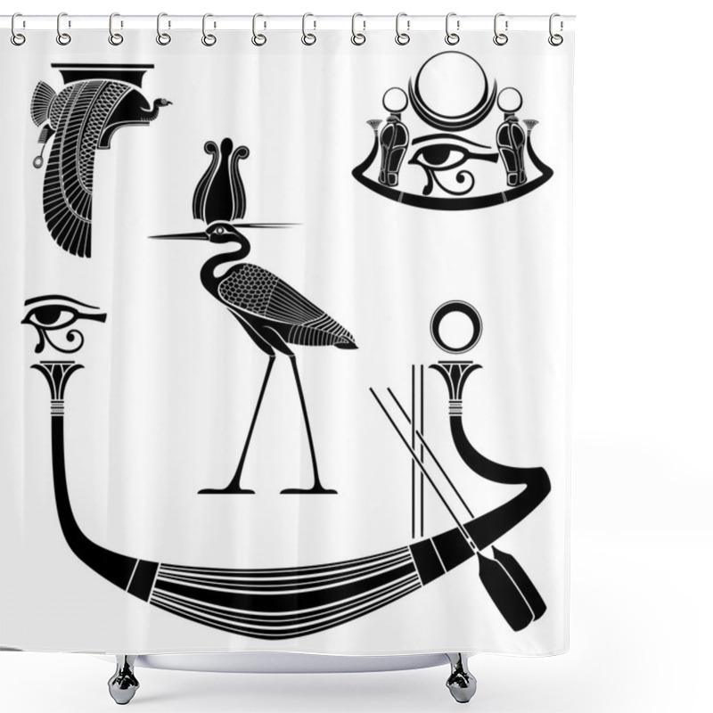 Personality  Set Of Egyptian Ancient Symbol Shower Curtains