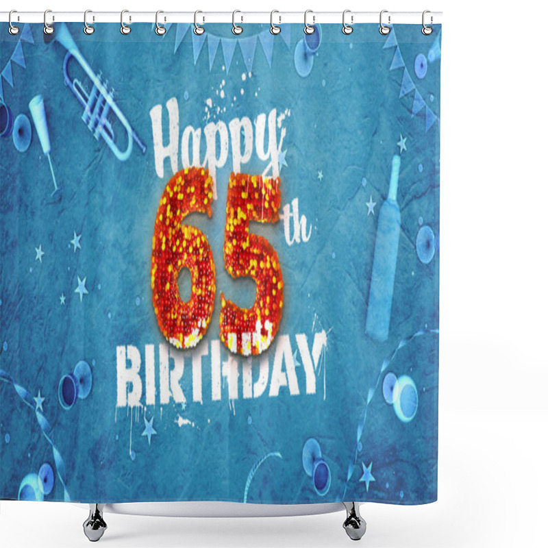 Personality  Happy 65th Birthday Card With Beautiful Details Shower Curtains