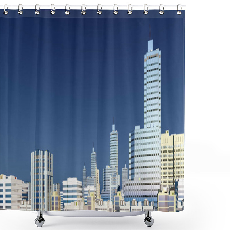 Personality  Modern High Rise Buildings Against Blue Sky Shower Curtains