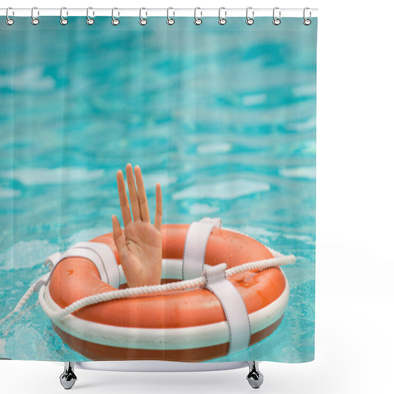 Personality  The Concept Of Help, Rescue, Drowning, Storm. Thrown Life Buoy Saving Drowning Person. Life Buoy. Lifebuoy In Water. Life Ring Floating In A Sea, Life Preserver. Rescue Ring. Safety Ring In Water. Shower Curtains