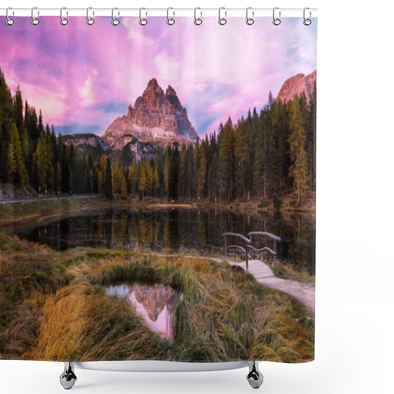 Personality  Lake Antorno, Three Peaks Of Lavaredo, Lake Antorno And Tre Cime Di Lavaredo, Dolomites, Italy Shower Curtains