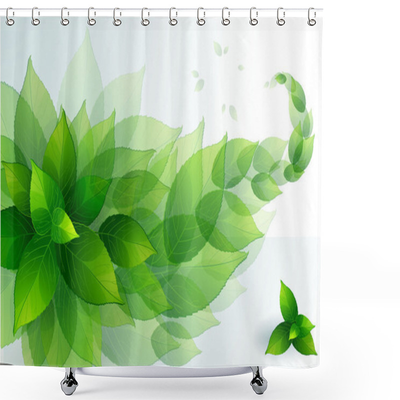 Personality  Fresh Green Leaves Vector Border. Shower Curtains