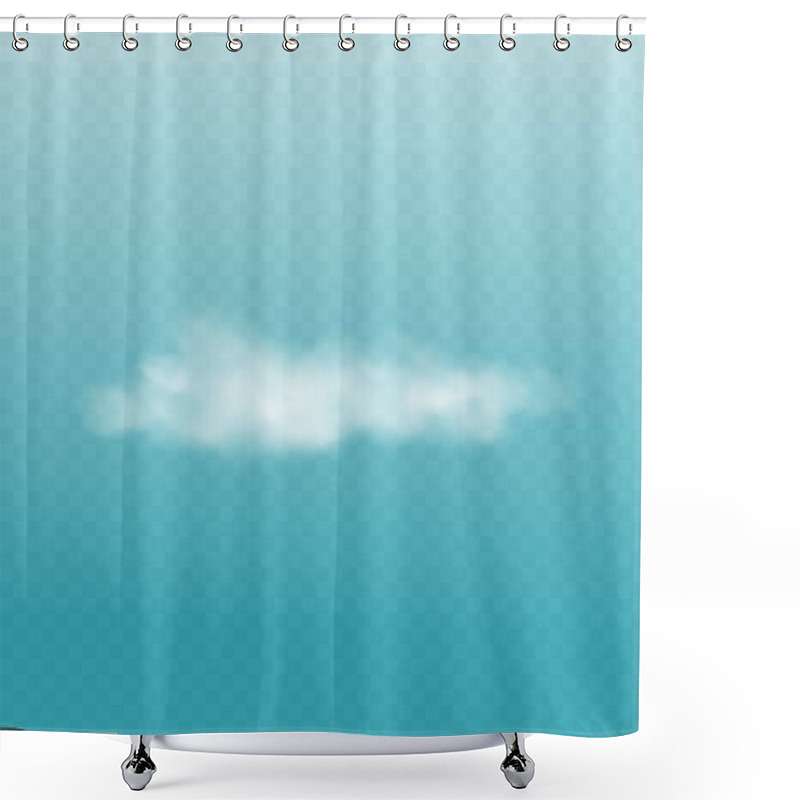 Personality  Realistic White Fluffy Cloud Isolated On Transparent Blue Sky Background Shower Curtains