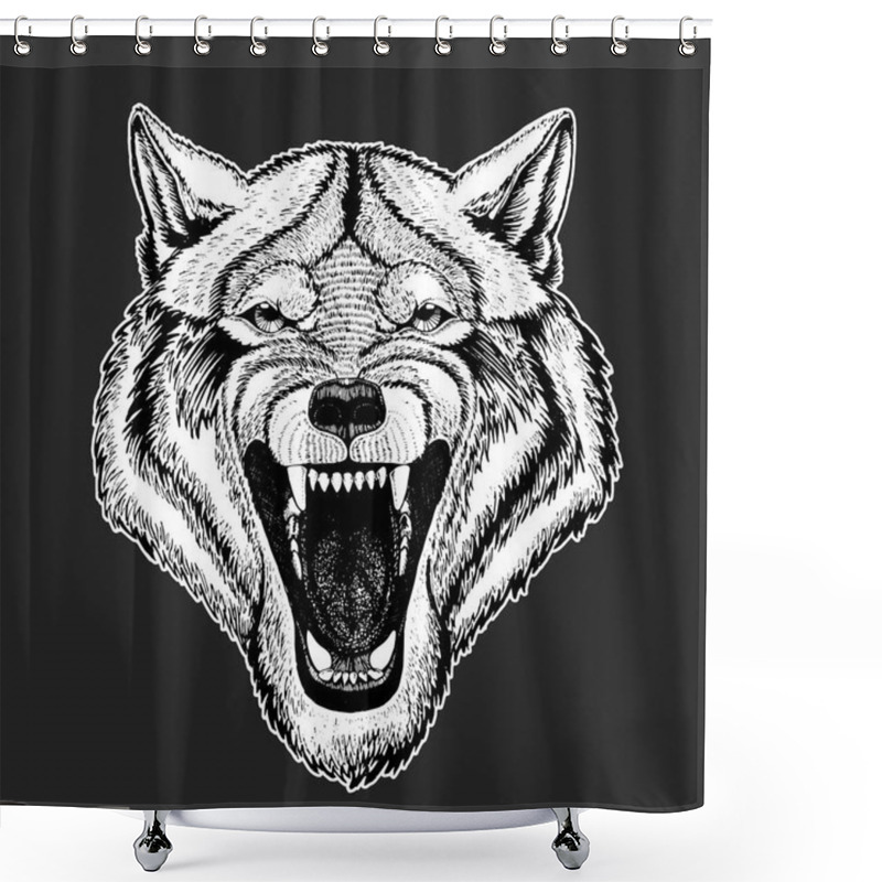 Personality  Vector Wild Wolf For Tattoo, T-shirt, Sport Logo Shower Curtains