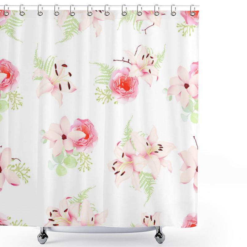 Personality  Small Romantic Bouquets Seamless Vector Pattern Shower Curtains