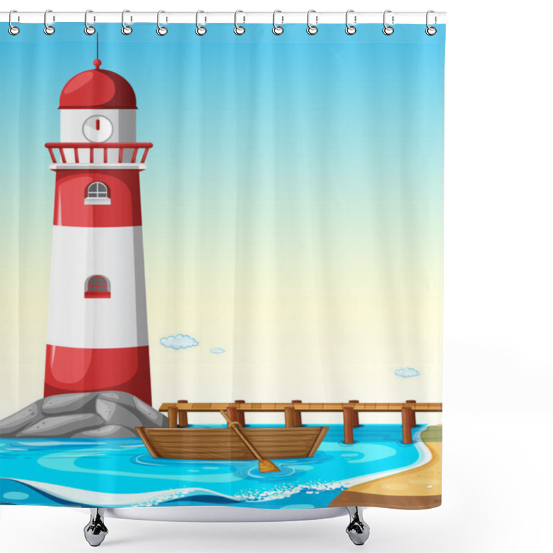 Personality  Lighthouse Shower Curtains