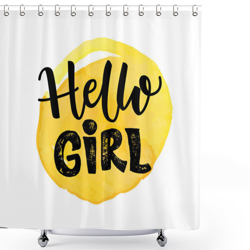 Personality  Hello Girl Typography Design   Shower Curtains