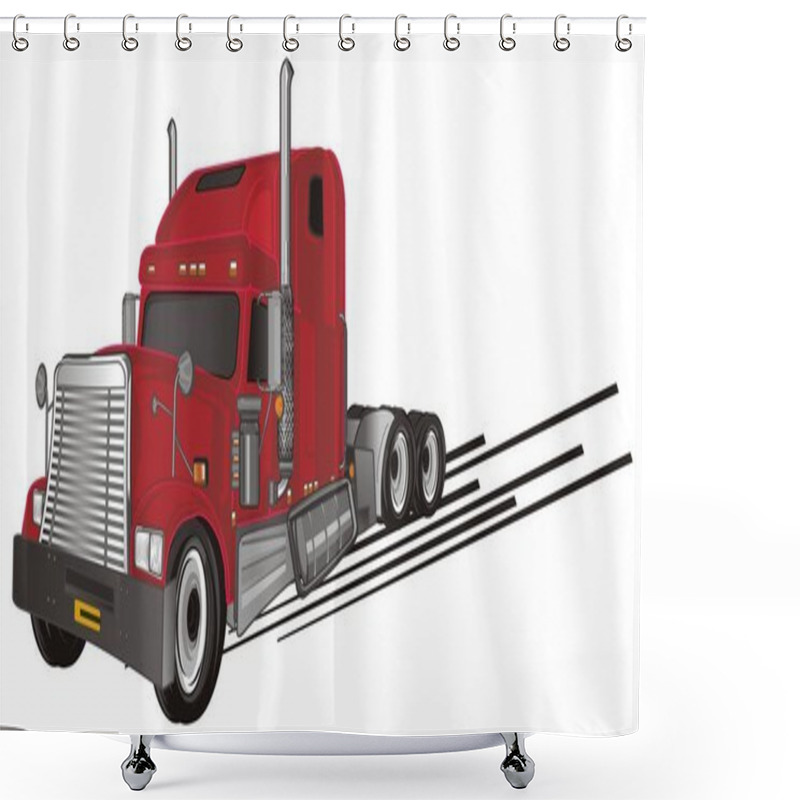 Personality  Red American Trailer And Many Lines Shower Curtains