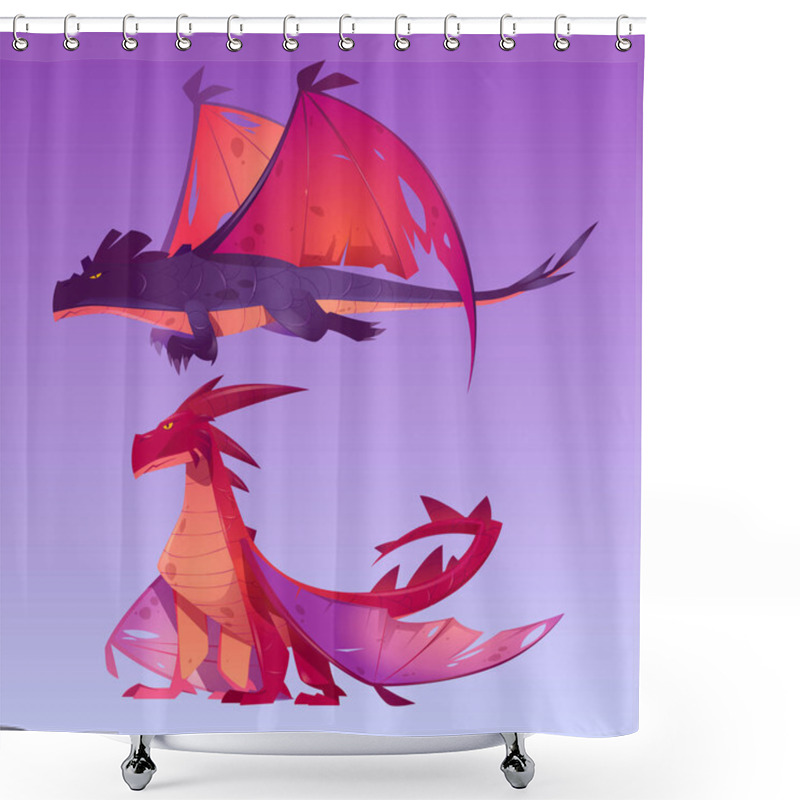 Personality  Dragons Cartoon Characters. Fantasy Magic Creature Shower Curtains